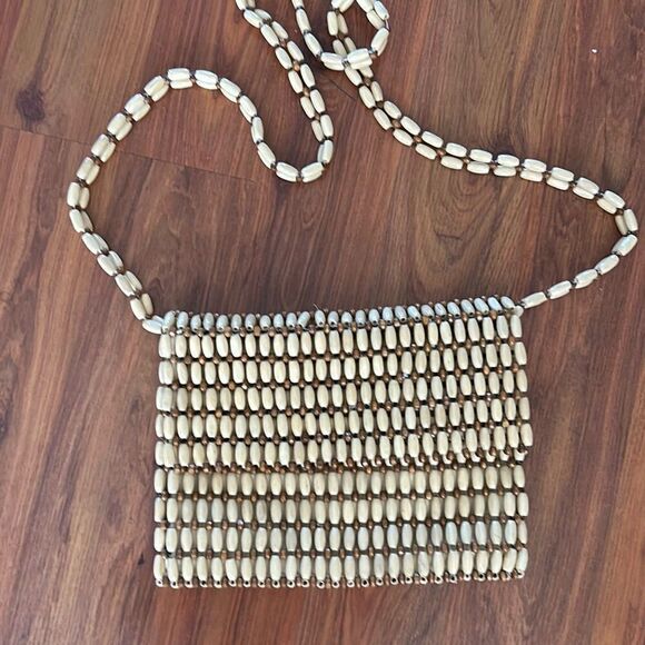 Sigrid Olsen beaded Crossbody bag vintage beige brown - Picture 1 of 7